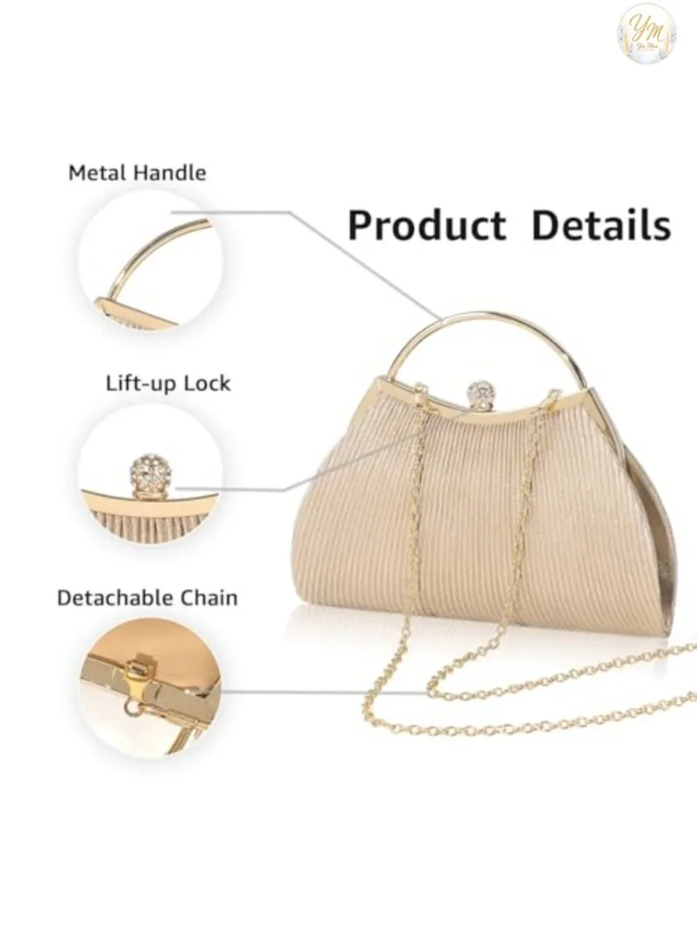 Women's Glitter Clutch Purse with Chain Strap Evening Handbag